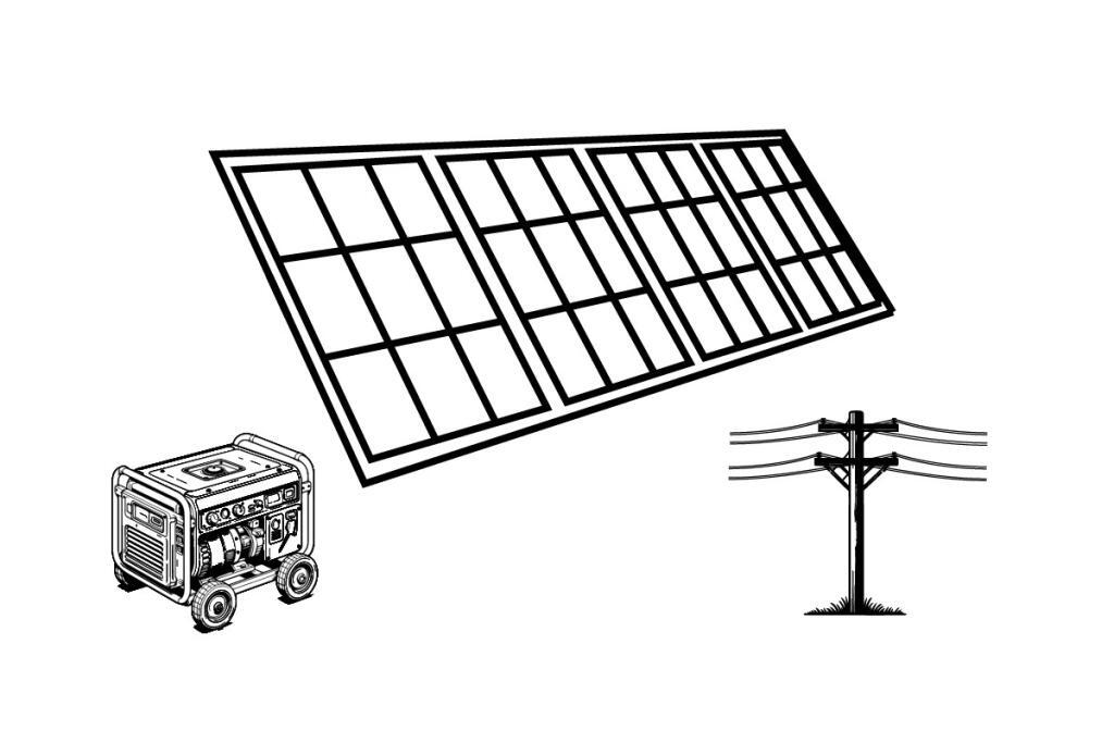 The many charging sources that can be used for solar generators, including solar panels, fuel generators, and regular AC outlets