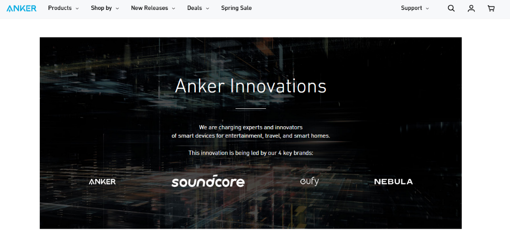 A screenshot of Anker's about us page