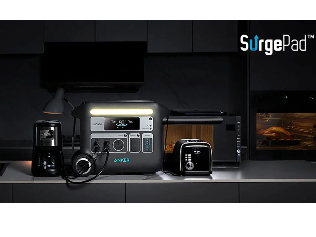 The Anker F2000 inverter powering a handful of devices