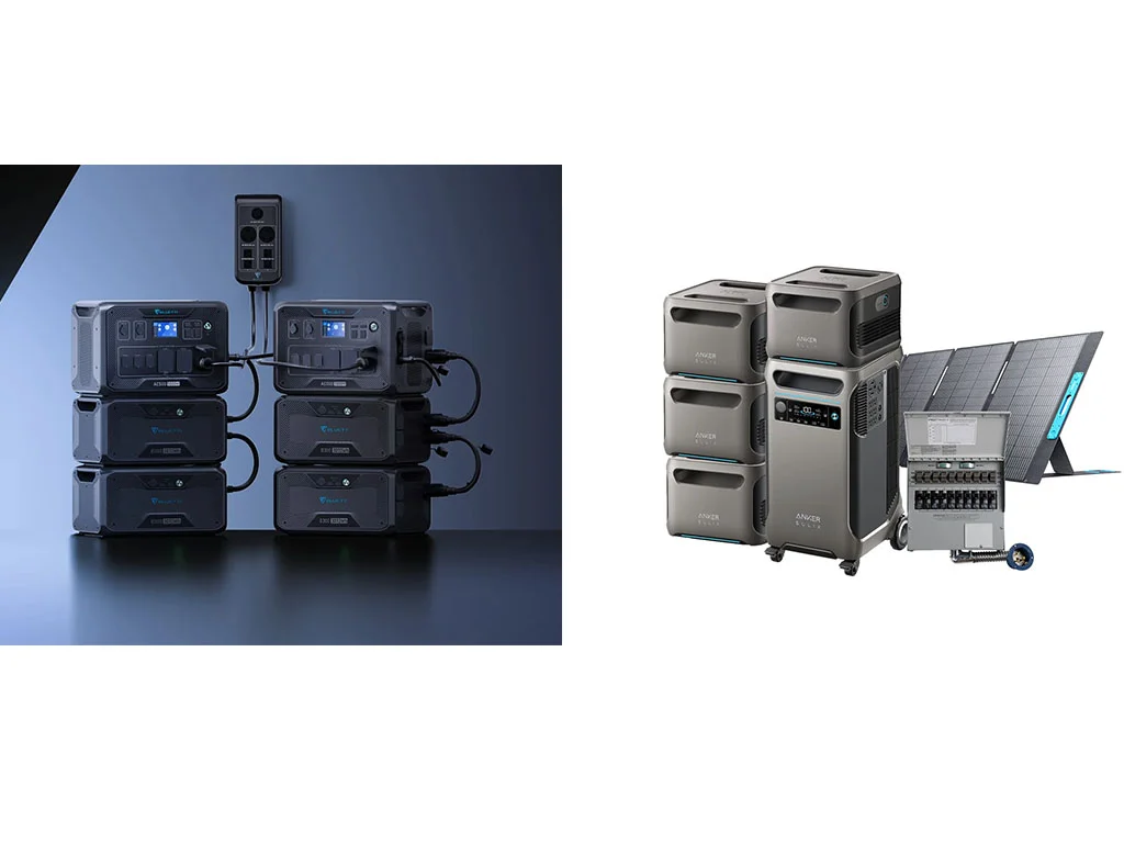 A comparison of big systems with many extra batteries of the AC500 and F3800