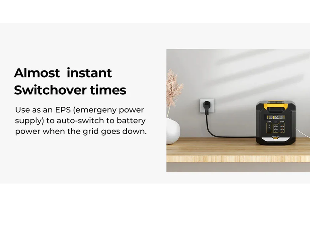 The UPS/EPS function of the BougeRV keeps devices running after outage