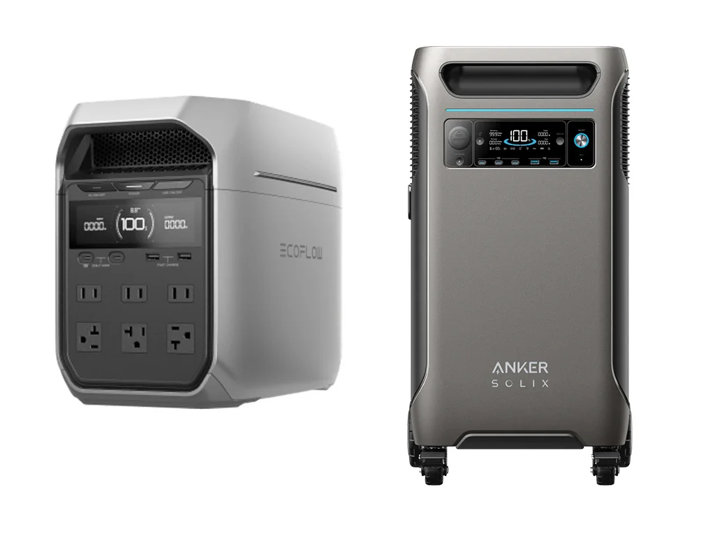The EcoFlow Delta Pro 3 power station next to the Anker F3800