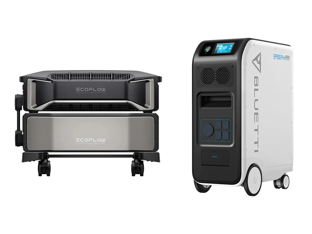 The Delta Pro Ultra portable power station next to the Bluetti EP500Pro