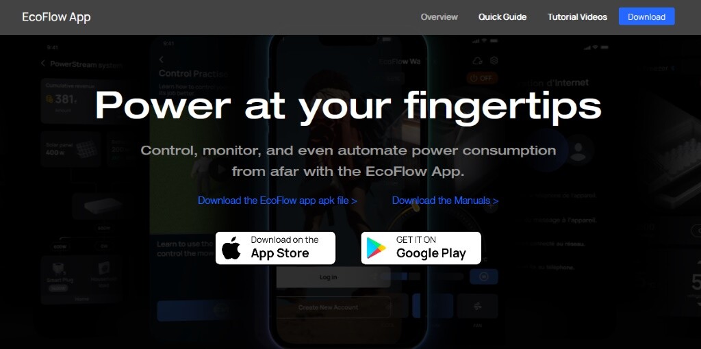 A screenshot of the EcoFlow app download page