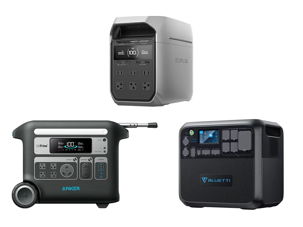 The EcoFlow Delta 3 Plus, Bluetti AC200MAX, and Anker F2000