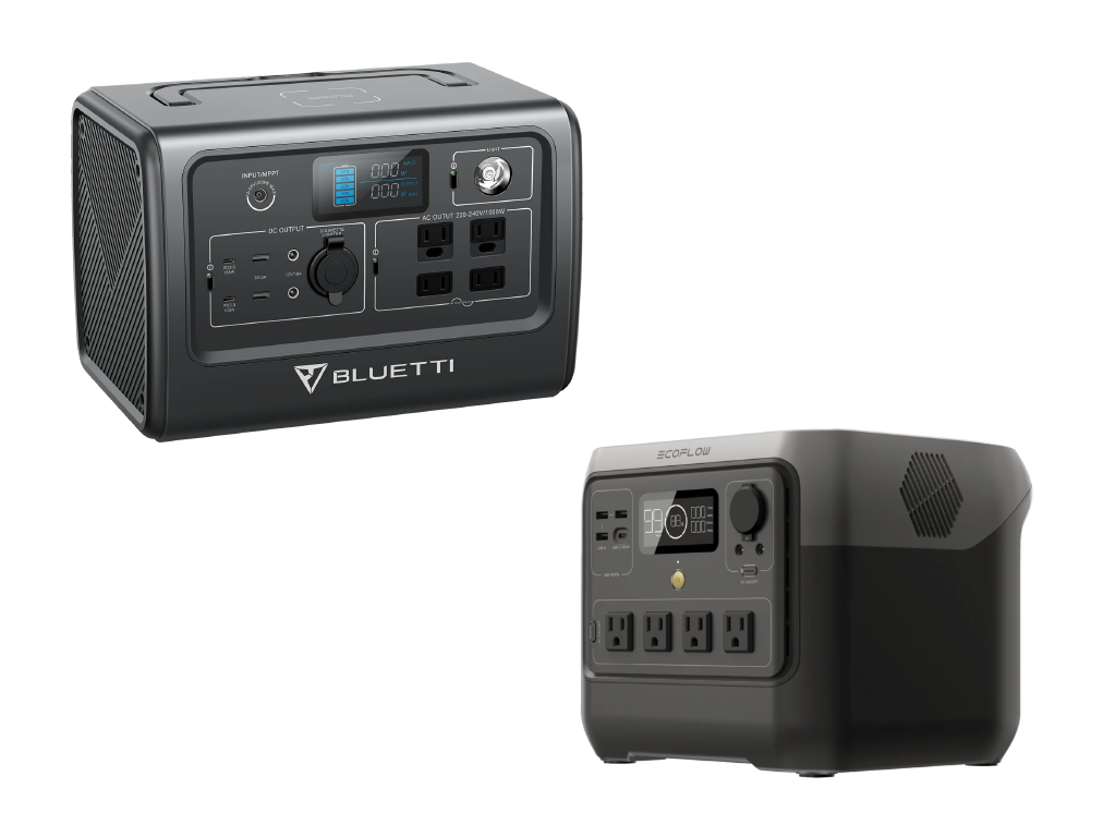 A good look at the ports of the EcoFlow River 2 Pro and Bluetti EB70S portable power stations