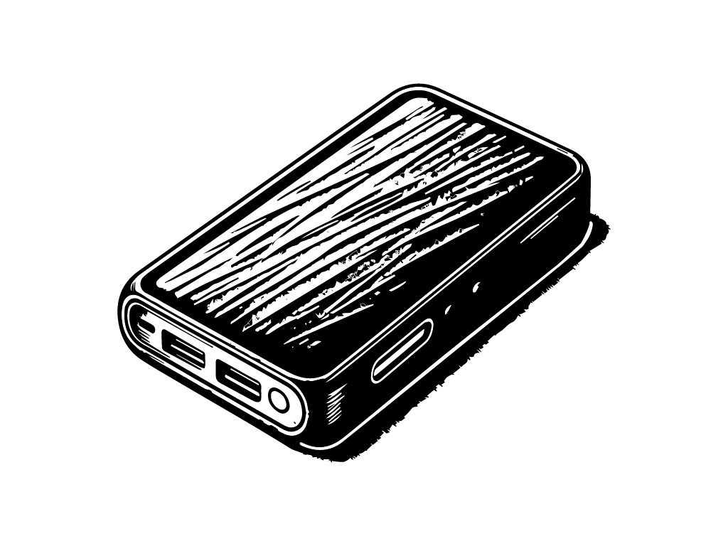 A small portable battery bank with USB outlets